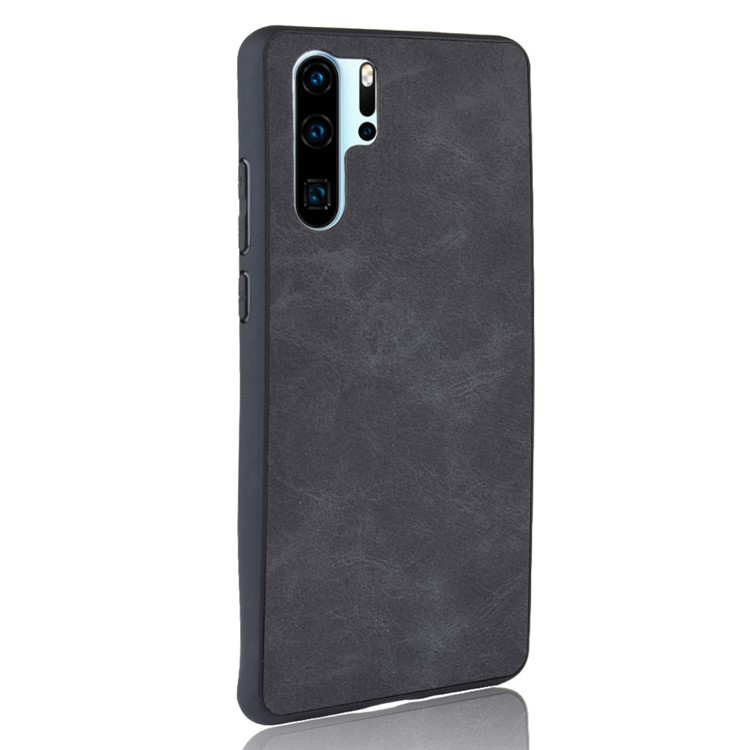 PU Leather Coated TPU Back Phone Casing for Huawei P30 Pro - Black-3