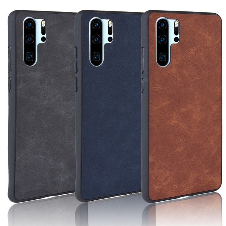 PU Leather Coated TPU Back Phone Casing for Huawei P30 Pro - Black-6