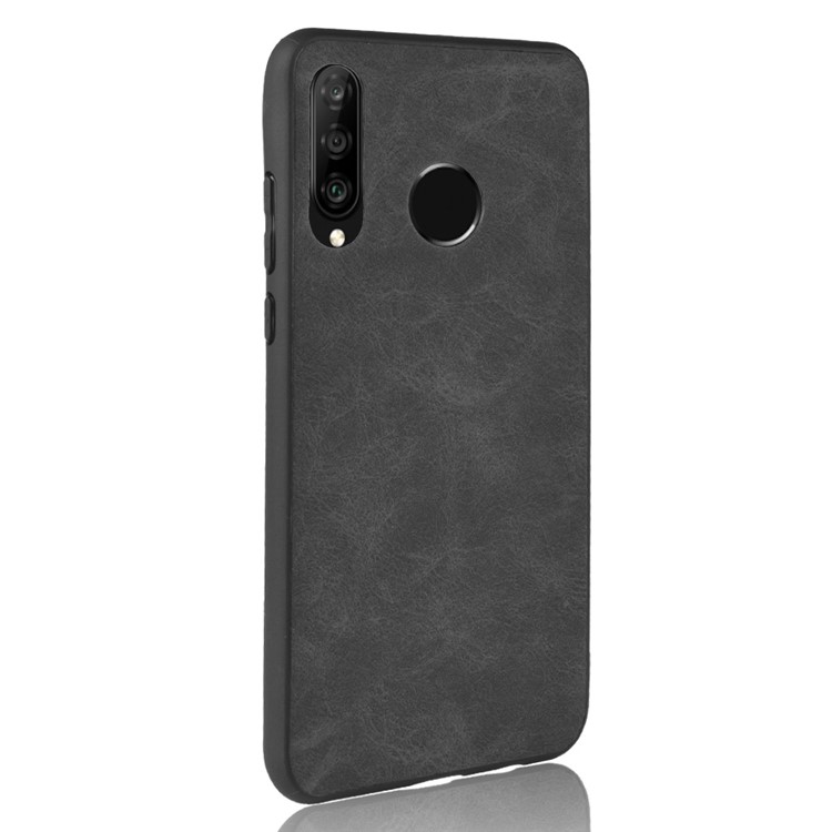 PU Leather Coated TPU Back Phone Casing for Huawei P30 Lite / nova 4e - Black-3