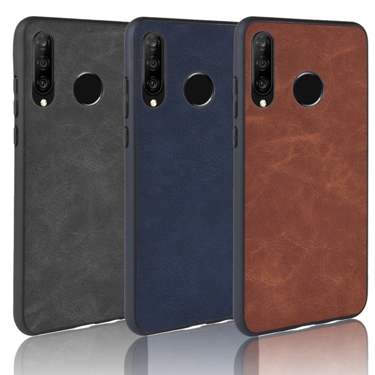 PU Leather Coated TPU Back Phone Casing for Huawei P30 Lite / nova 4e - Black-6