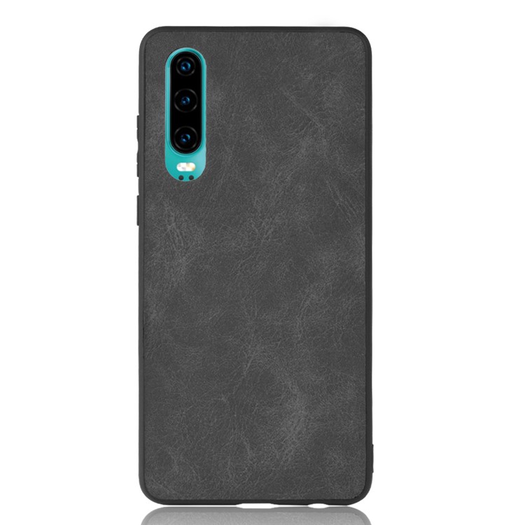 PU Leather Coated TPU Back Phone Casing for Huawei P30 - Black-2