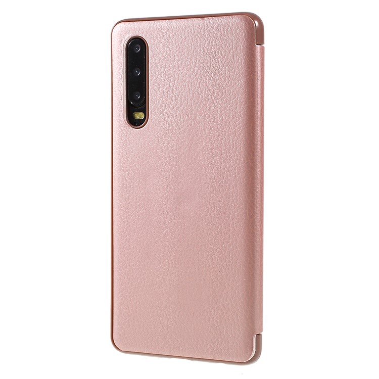 Smart Wake up/Sleep View Window Leather Flip Case for Huawei P30 - Rose Gold-2