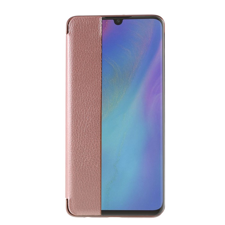 Smart Wake up/Sleep View Window Leather Flip Case for Huawei P30 - Rose Gold-3