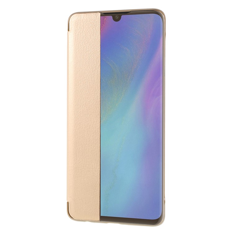 Smart Wake up/Sleep View Window Leather Flip Case for Huawei P30 - Gold-1