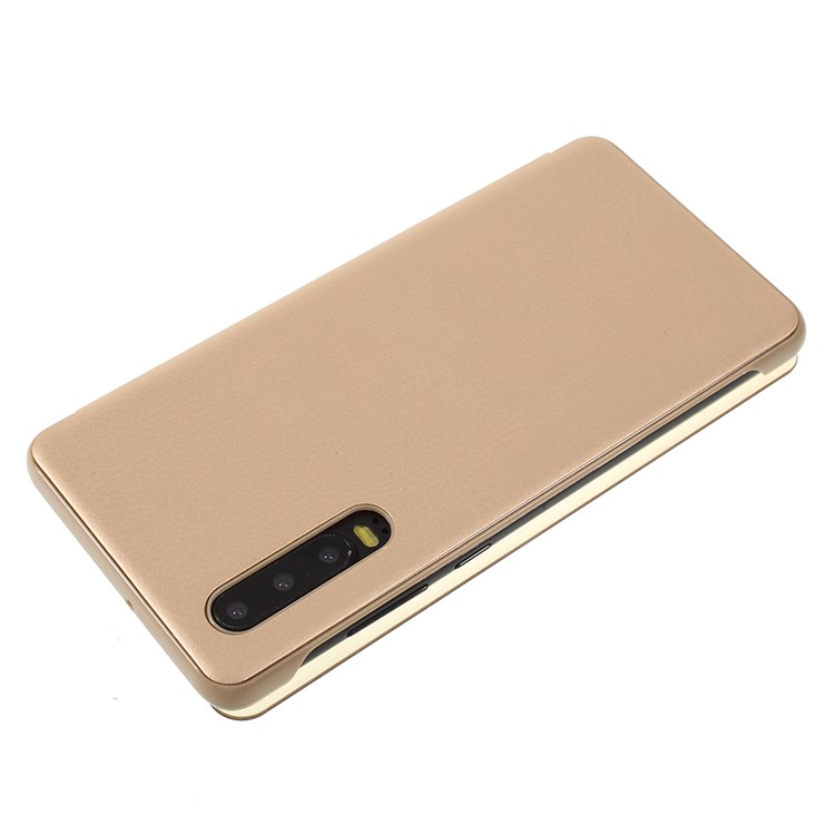 Smart Wake up/Sleep View Window Leather Flip Case for Huawei P30 - Gold-4
