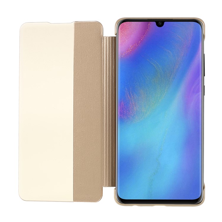 Smart Wake up/Sleep View Window Leather Flip Case for Huawei P30 - Gold-5