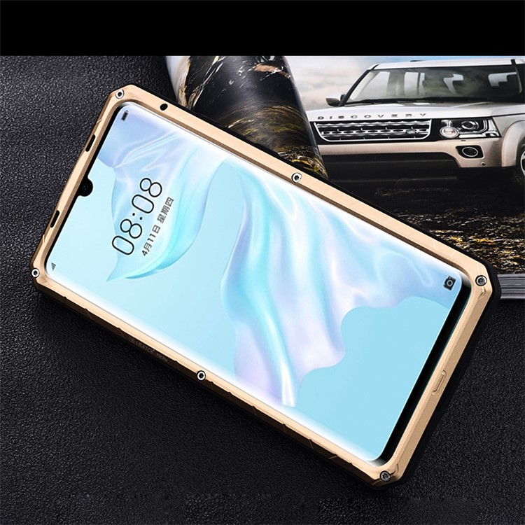 IMATCH Heavy Duty Shockproof Daily Life Outdoor Metal Silicone Cover Mobile Phone Case for Huawei P30 - Gold-2