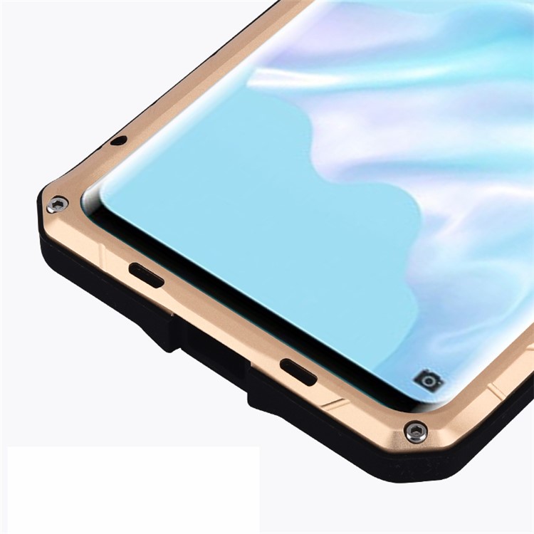 IMATCH Heavy Duty Shockproof Daily Life Outdoor Metal Silicone Cover Mobile Phone Case for Huawei P30 - Gold-7