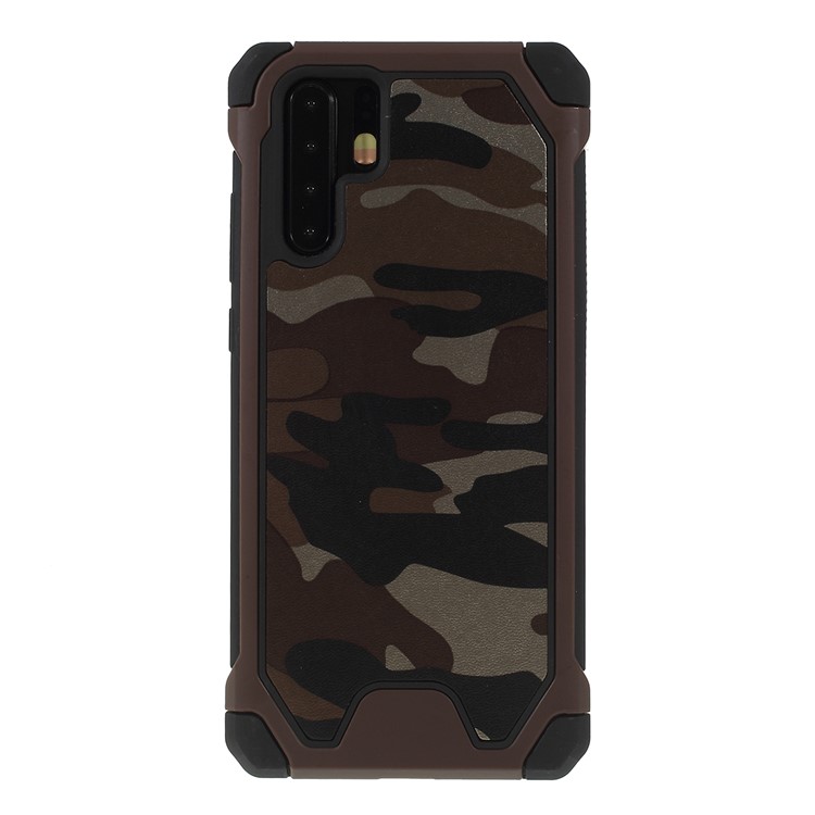 Camouflage Leather Coated PC TPU Combo Case for Huawei P30 Pro - Brown-2