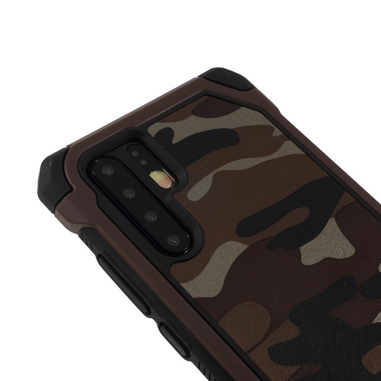 Camouflage Leather Coated PC TPU Combo Case for Huawei P30 Pro - Brown-4