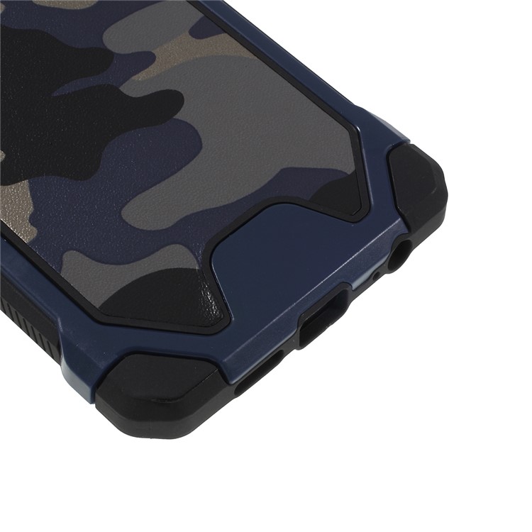 Camouflage Leather Coated PC TPU Combo Case for Huawei P30 - Dark Blue-5