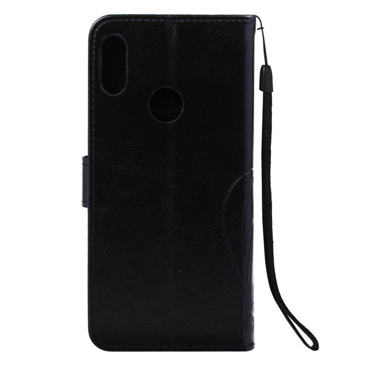 Imprinted Floral Butterfly Leather Wallet Mobile Case for Huawei Honor 8A / Y6 (2019) - Black-3