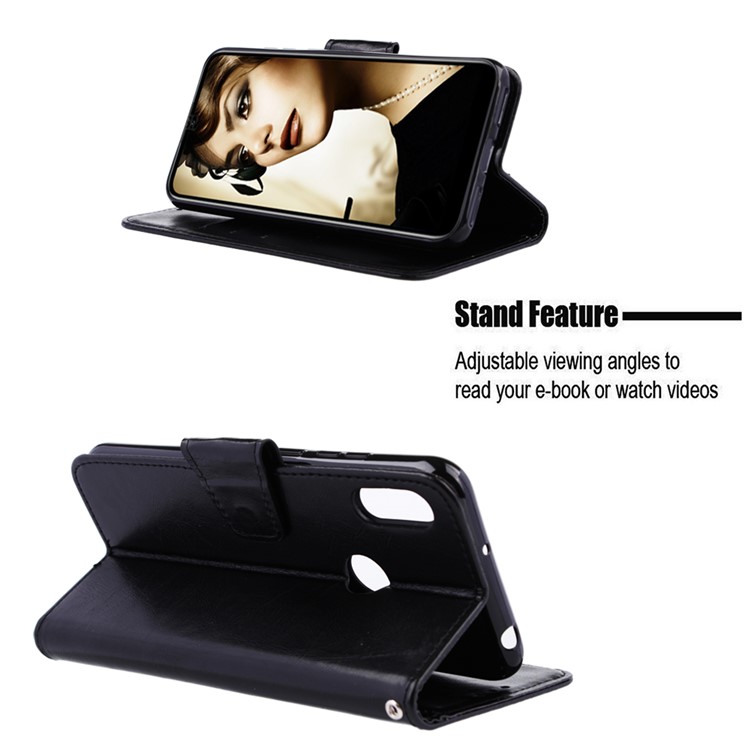 Retro Style PU Leather Wallet Stand Phone Cover for Huawei Honor 8A/Y6 (2019) - Black-4