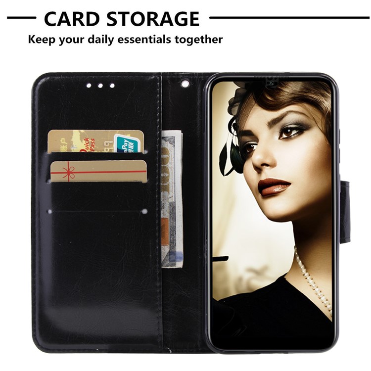 Retro Style PU Leather Wallet Stand Phone Cover for Huawei Honor 8A/Y6 (2019) - Black-6