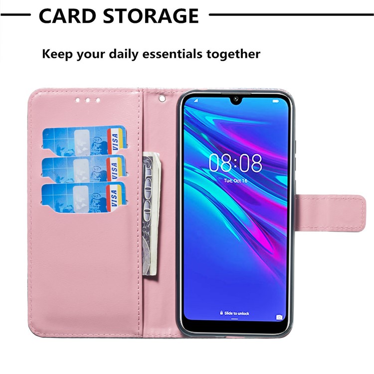 Pattern Printing Glitter Sequins Leather Wallet Case for Huawei Honor 8A / Y6 (2019) - Butterfly-4