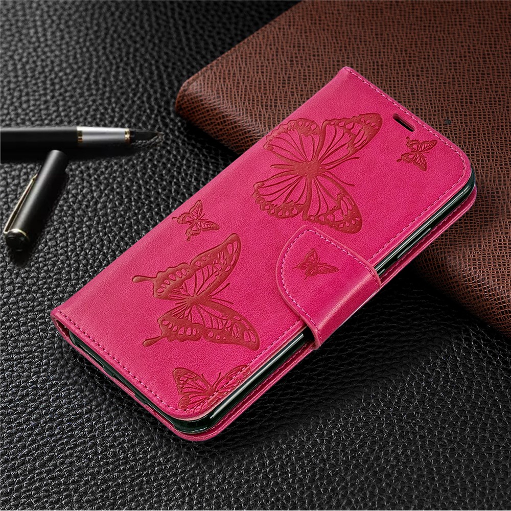 Estuche Con Solapa De Cuero De PU De Impresión Mariposa Con Correa Para Huawei Y6 (2019) / Honor 8A - Rosa-7