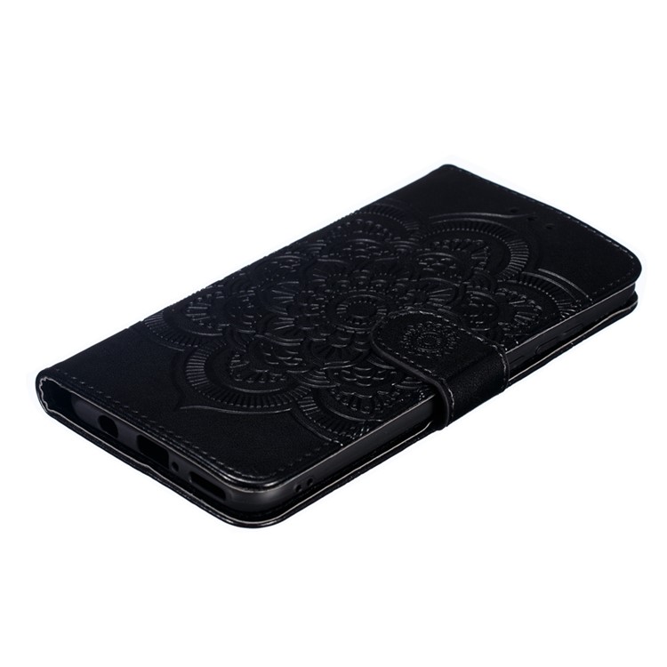 Pour Huawei P30 Lite / Nova 4e / P30 Lite Nouvelle Édition Imprime Mandala Flower Téléphone Couverture Portefeuille en Cuir - le Noir