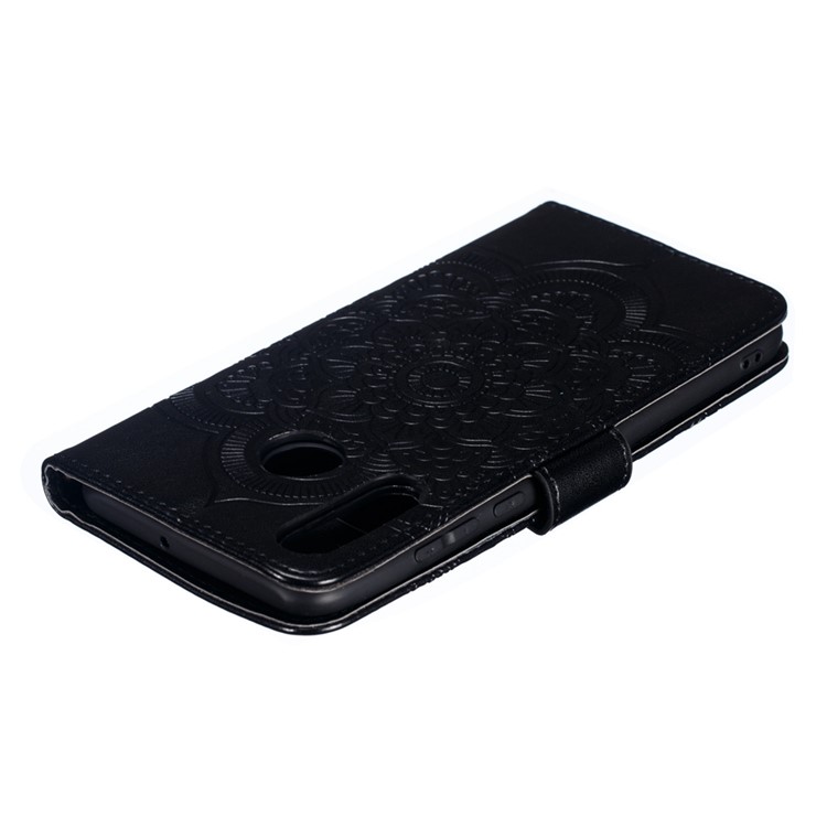 For Huawei P30 Lite / nova 4e Imprint Mandala Flower Phone Cover Case Leather Wallet - Black-6