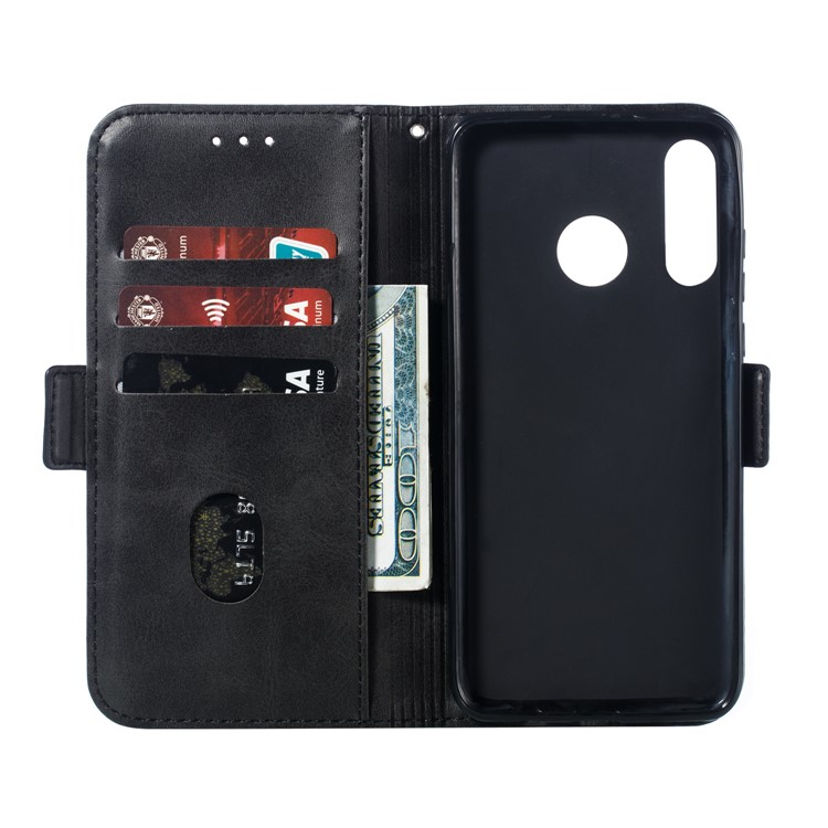 Leather Wallet Stand Flip Cover Phone Case for Huawei P30 Lite / nova 4e - Black-7