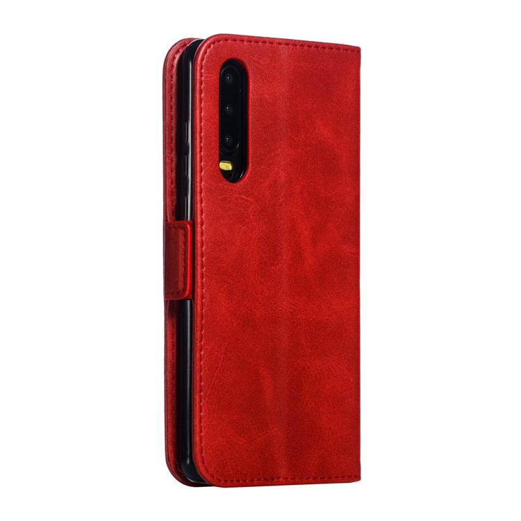 Leather Wallet Stand Flip Phone Case Cover for Huawei P30 - Red-5