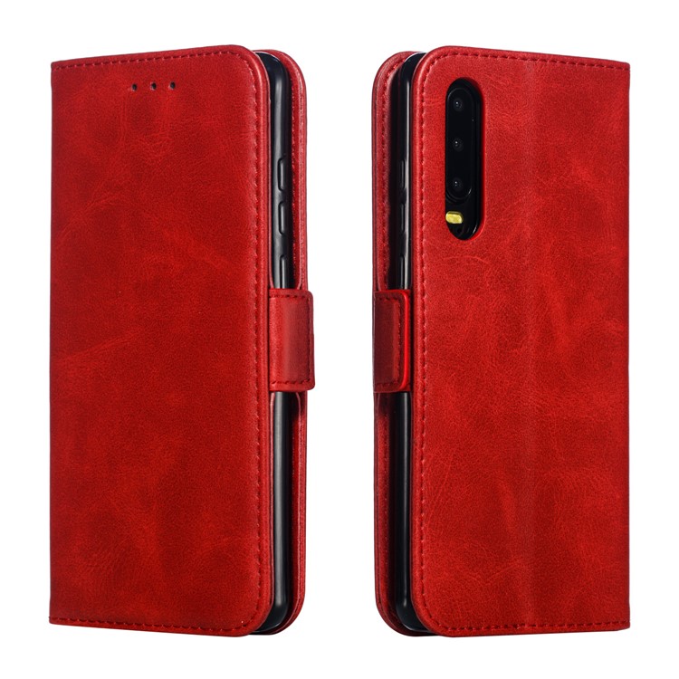 Leather Wallet Stand Flip Phone Case Cover for Huawei P30 - Red-6