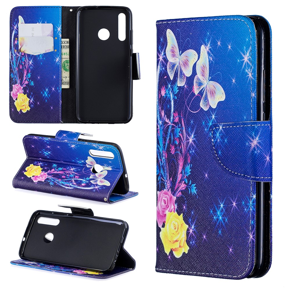 Impressão Padrão Carteira De Couro Para Huawei P Inteligente Mais 2019 / Aproveite 9s / Honra 10i - Borboletas Elegantes-1