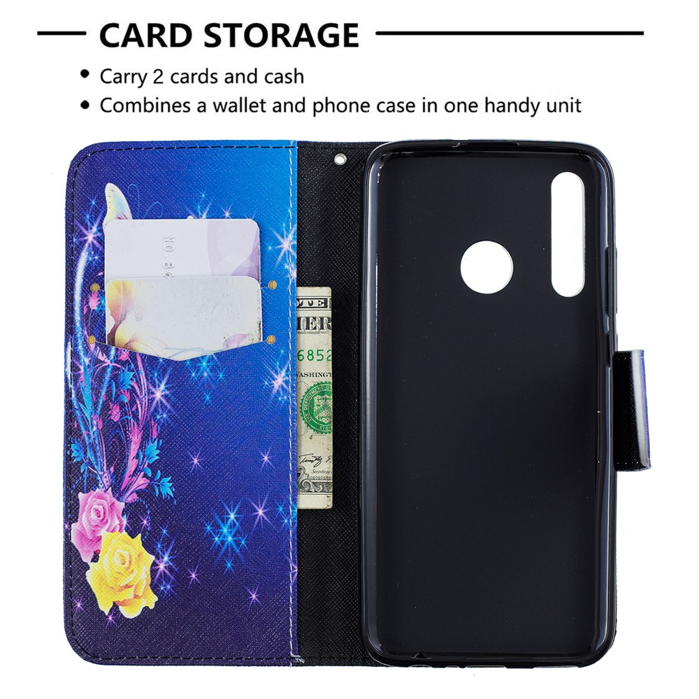 Impressão Padrão Carteira De Couro Para Huawei P Inteligente Mais 2019 / Aproveite 9s / Honra 10i - Borboletas Elegantes-6