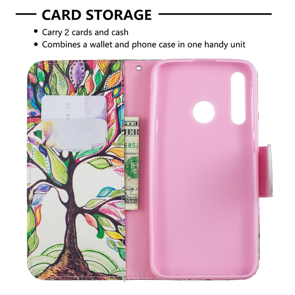 Pattern Printing Leather Wallet Case for Huawei P Smart Plus 2019 / Enjoy 9s / Honor 10i - Colorized Tree-6