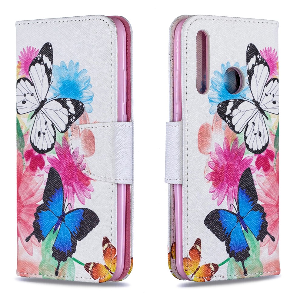 Estuche de Billetera de Cuero de Impresión de Patrones Para Huawei P Smart Plus 2019 / Disfruta de 9s/ Maimang 8 / Honor 10i - Mariposas Vívidas