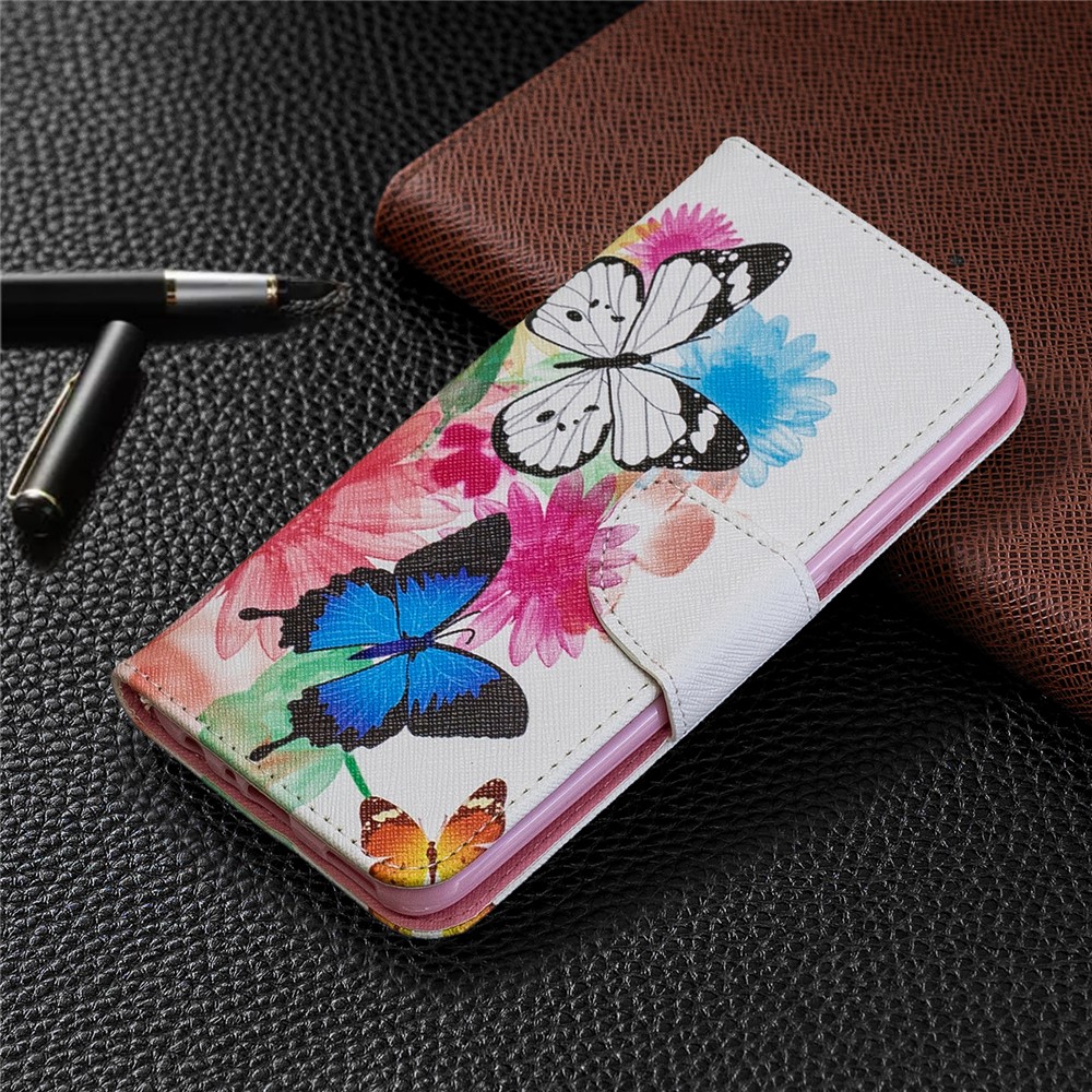 Estuche de Billetera de Cuero de Impresión de Patrones Para Huawei P Smart Plus 2019 / Disfruta de 9s/ Maimang 8 / Honor 10i - Mariposas Vívidas