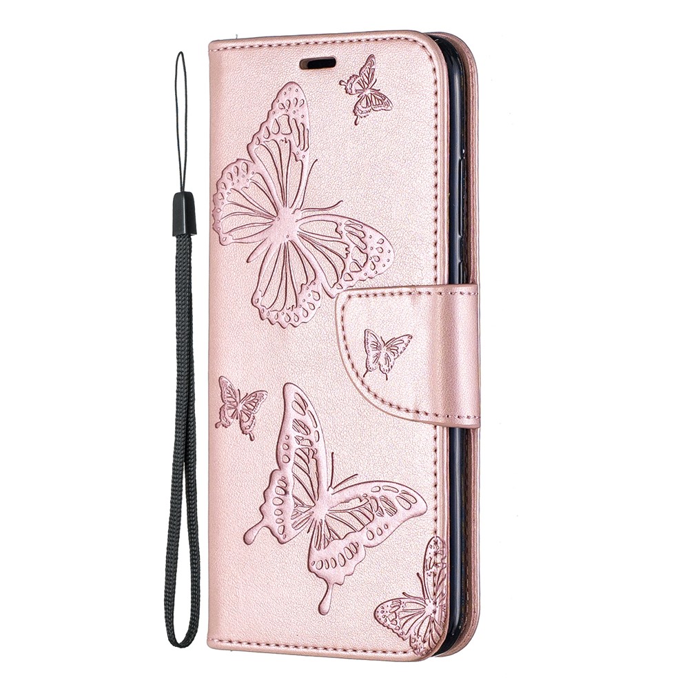 Imprint Butterfly Leather Wallet Case Для Huawei P Smart Plus 2019 / Наслаждайтесь 9s/ Maimang 8 / Честь 10i - Розовое Золото