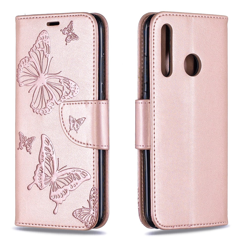 Imprint Butterfly Leather Wallet Case Для Huawei P Smart Plus 2019 / Наслаждайтесь 9s/ Maimang 8 / Честь 10i - Розовое Золото