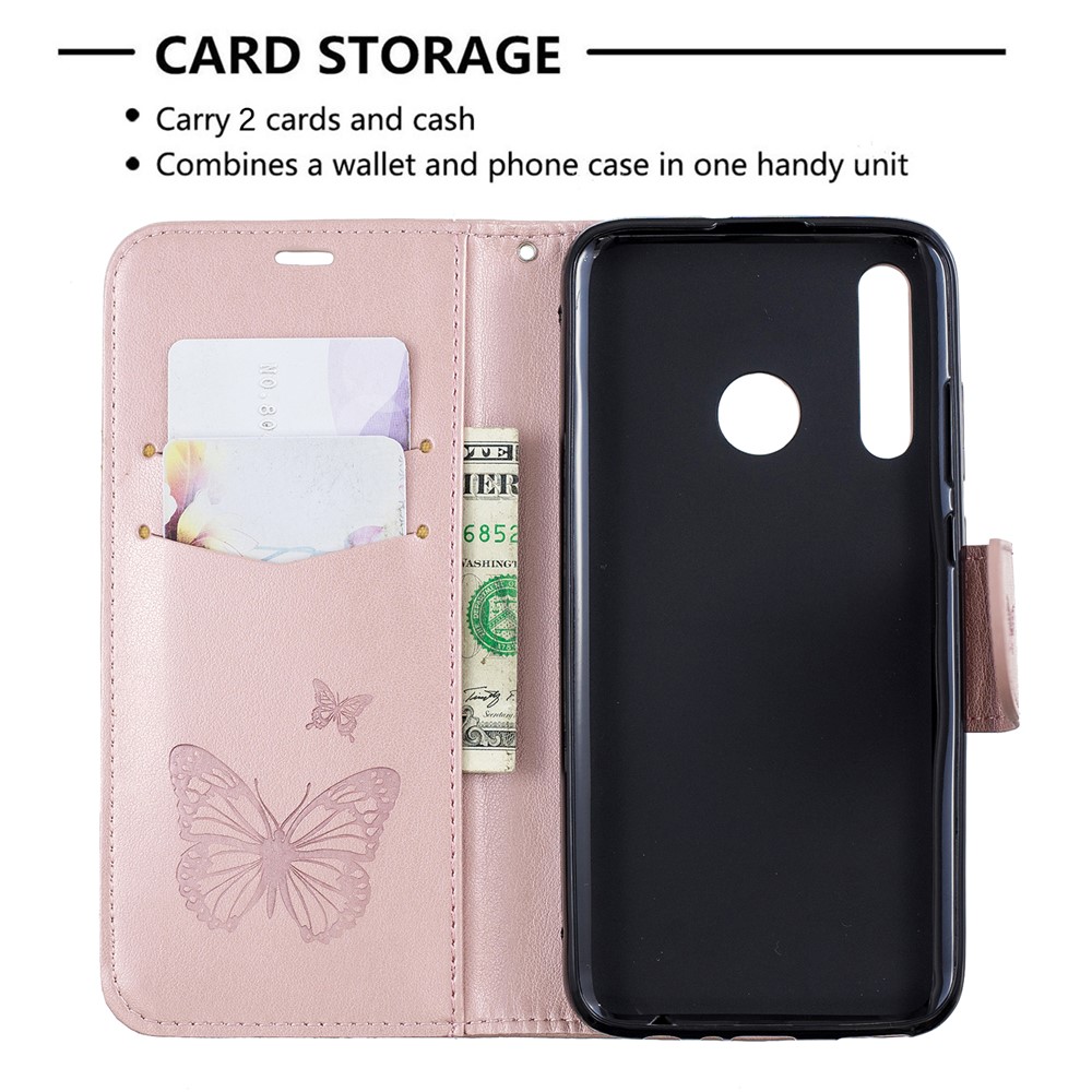 Imprint Butterfly Leather Wallet Case for Huawei P Smart Plus 2019 / Enjoy 9s / Honor 10i - Rose Gold-6