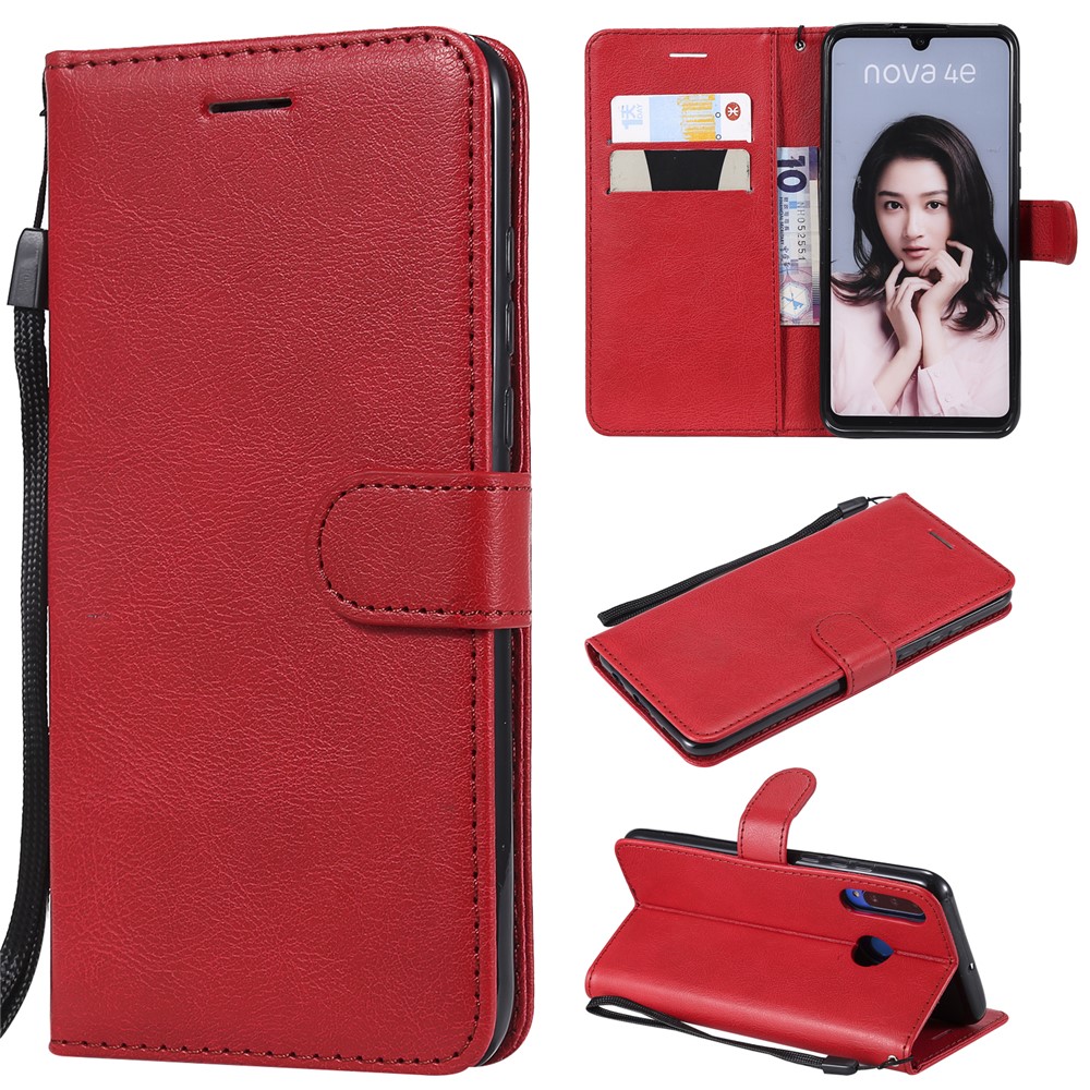 Embalagem Destacável Magnética Do Suporte Do Couro Da Carteira 2 In-1 Para O Huawei P30 Lite / nova 4e - Vermelho-1