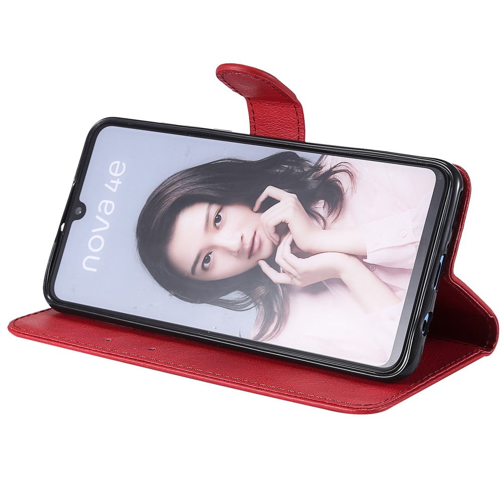 Embalagem Destacável Magnética Do Suporte Do Couro Da Carteira 2 In-1 Para O Huawei P30 Lite / nova 4e - Vermelho-10
