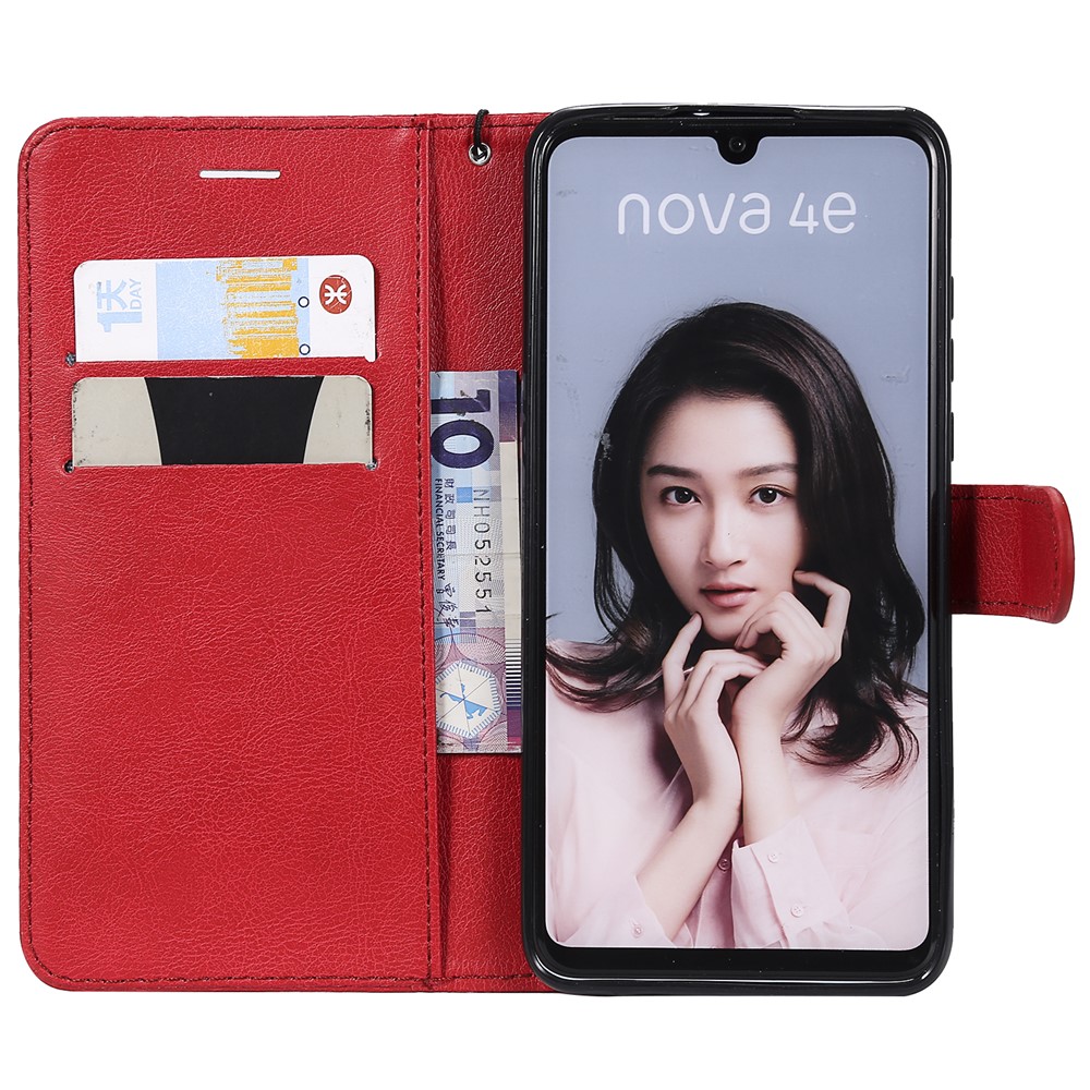Embalagem Destacável Magnética Do Suporte Do Couro Da Carteira 2 In-1 Para O Huawei P30 Lite / nova 4e - Vermelho-4
