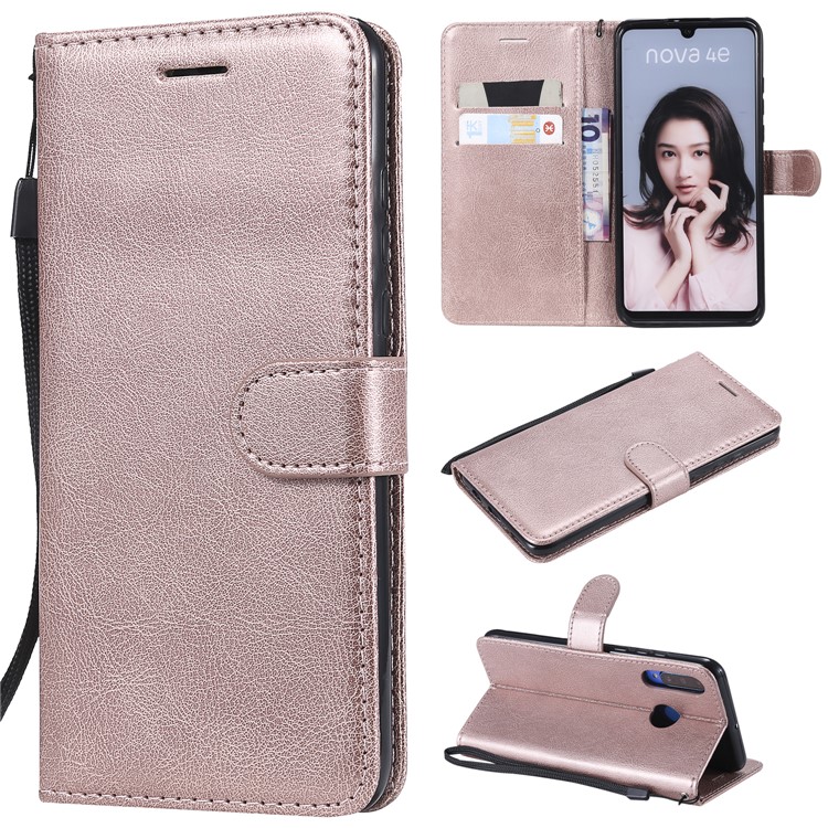 Embalagem Destacável Magnética Do Suporte Do Couro Da Carteira 2 In-1 Para O Huawei P30 Lite / nova 4e - Rosa Ouro-1
