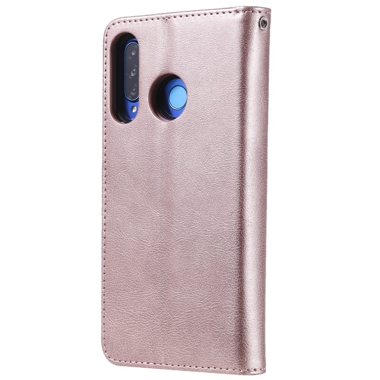 Embalagem Destacável Magnética Do Suporte Do Couro Da Carteira 2 In-1 Para O Huawei P30 Lite / nova 4e - Rosa Ouro-5