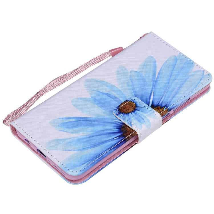 Pattern Printing Leather Wallet Case for Huawei P30 Lite / nova 4e - Blue Flower-6