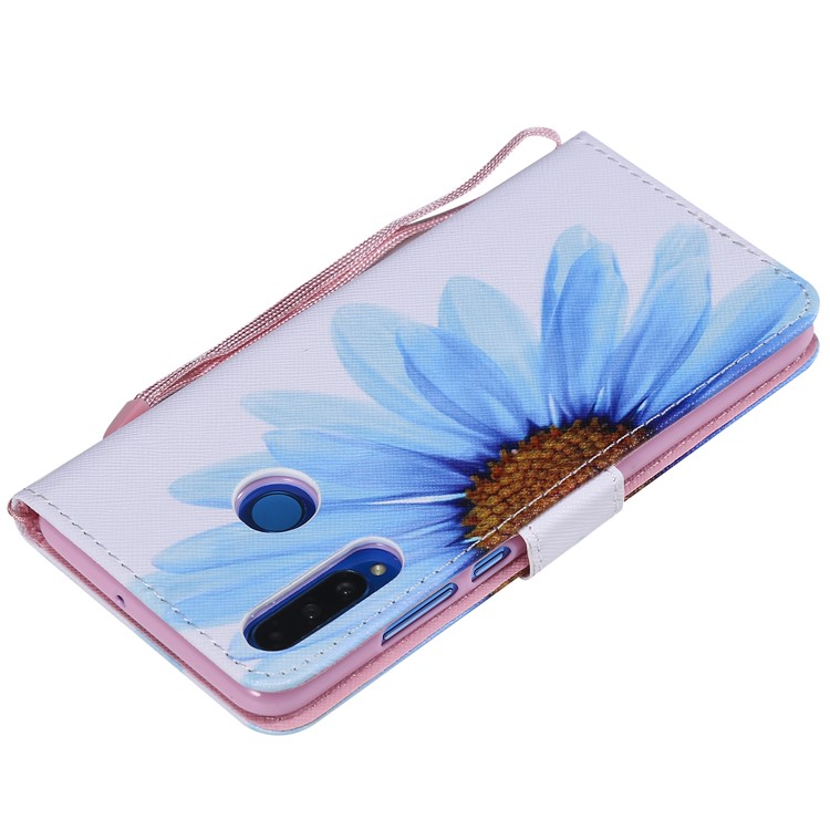 Pattern Printing Leather Wallet Case for Huawei P30 Lite / nova 4e - Blue Flower-7