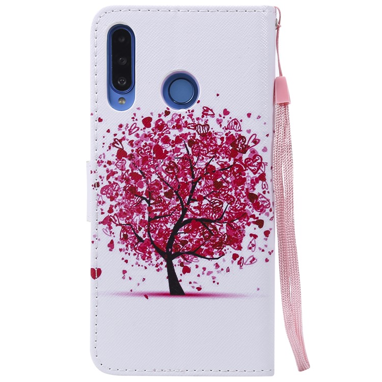 Pattern Printing Wallet Stand Leather Phone Cover for Huawei P30 Lite/nova 4e - Red Tree-3