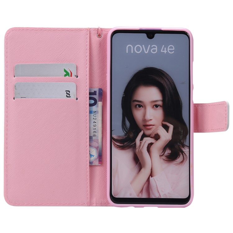Pattern Printing Wallet Stand Leather Phone Cover for Huawei P30 Lite/nova 4e - Red Tree-4