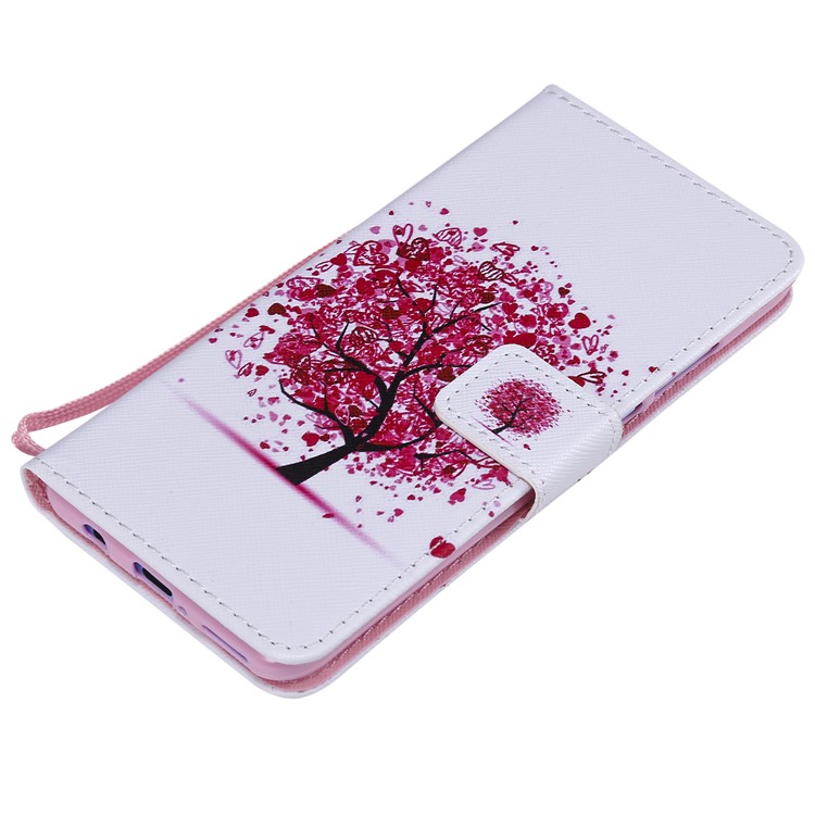 Pattern Printing Wallet Stand Leather Phone Cover for Huawei P30 Lite/nova 4e - Red Tree-5