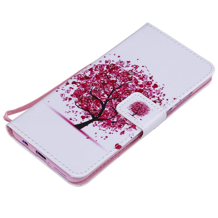 Pattern Printing Wallet Stand Leather Phone Cover for  Huawei P30 Lite/nova 4e - Red Tree-5