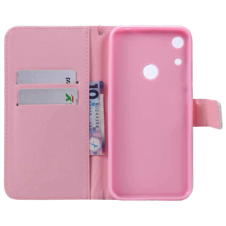 Pattern Printing Wallet Stand Leather Phone Case for Huawei Honor 8A/Y6 (2019, with Fingerprint Sensor) / Y6 Prime (2019) - Feather-4