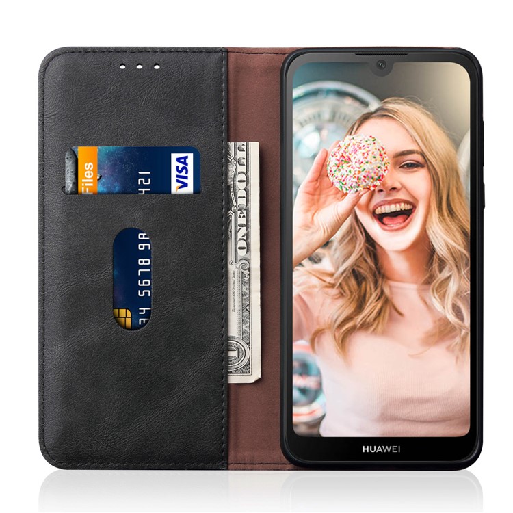 Auto-absorbed Crazy Horse Vintage Leather Stand Case for Huawei Honor 8S / Y5 (2019) - Black-3