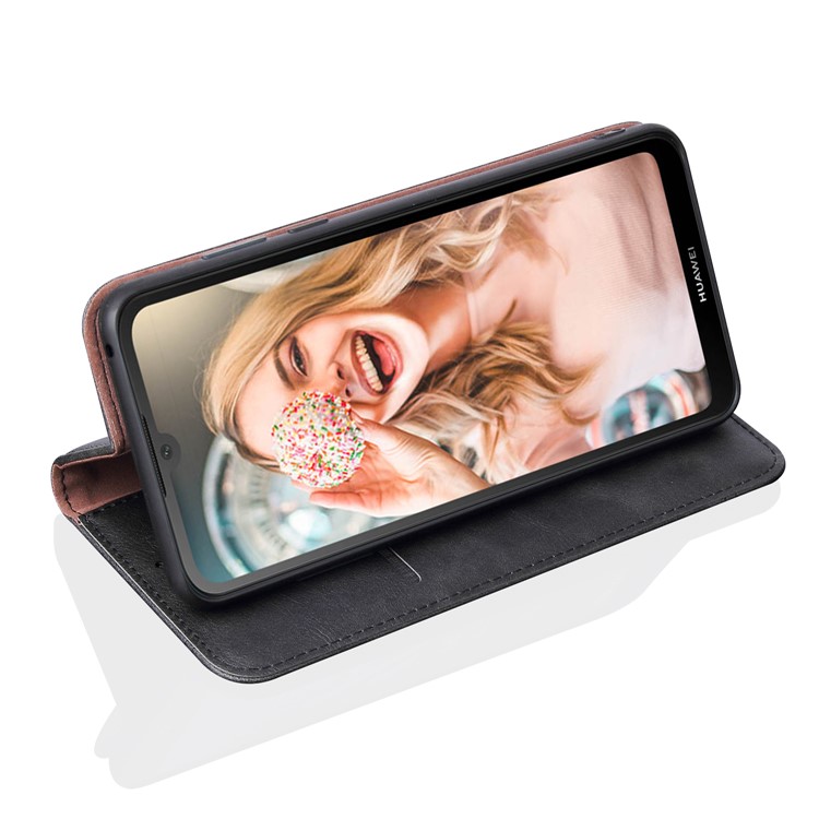 Auto-absorbed Crazy Horse Vintage Leather Stand Case for Huawei Honor 8S / Y5 (2019) - Black-5