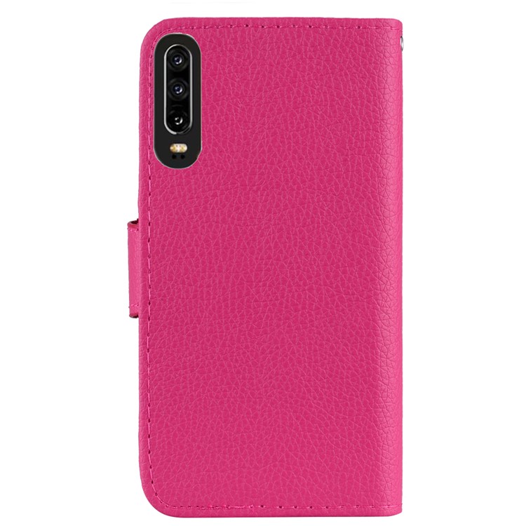 Litchi Skin Wallet Leather Stand Case for Huawei P30 - Rose-4