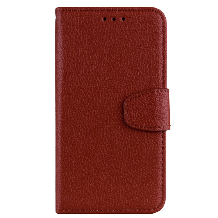 Litchi Skin Wallet Leather Stand Case for Huawei P30 - Brown-3