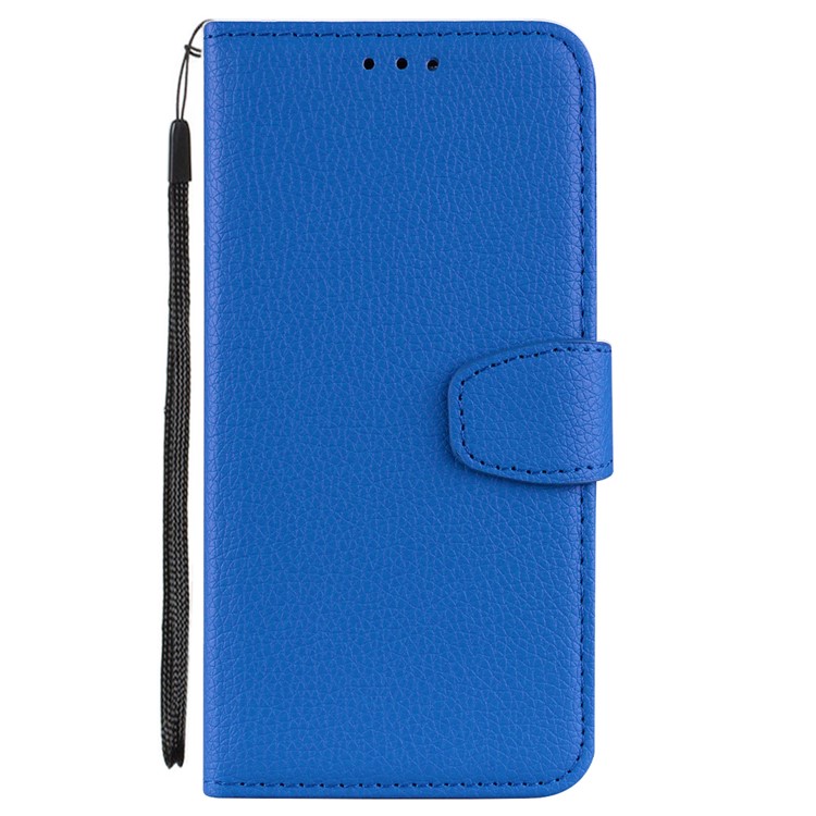 Litchi Skin Wallet Leather Stand Case for Huawei P30 - Blue-2